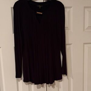 Cupio Long Sleeve Scoop Neck Top in Black